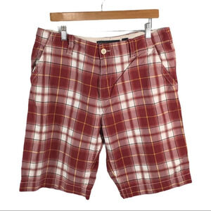 SH219 Old Navy Plaid Flat Front Plaid Shorts 34